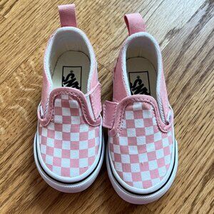 Vans Toddler Slip-On V Checkerboard Shoe Size 6.0 in Powder Pink / True White